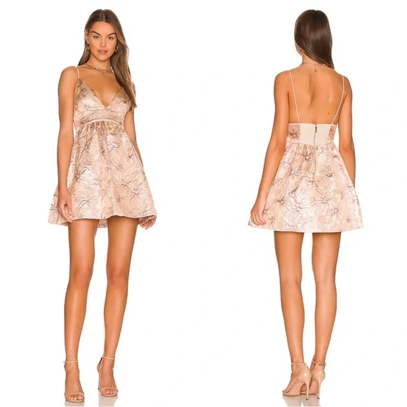 Alice + Olivia | Dresses | Alice Olivia Foley Floral Party Mini Dress In Rose  Gold Size | Poshmark